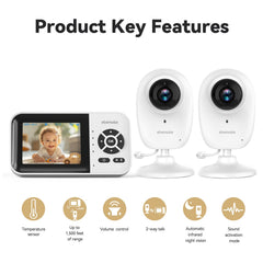 ebemate WiFi baby monitor with two cameras shown for versatile monitoring