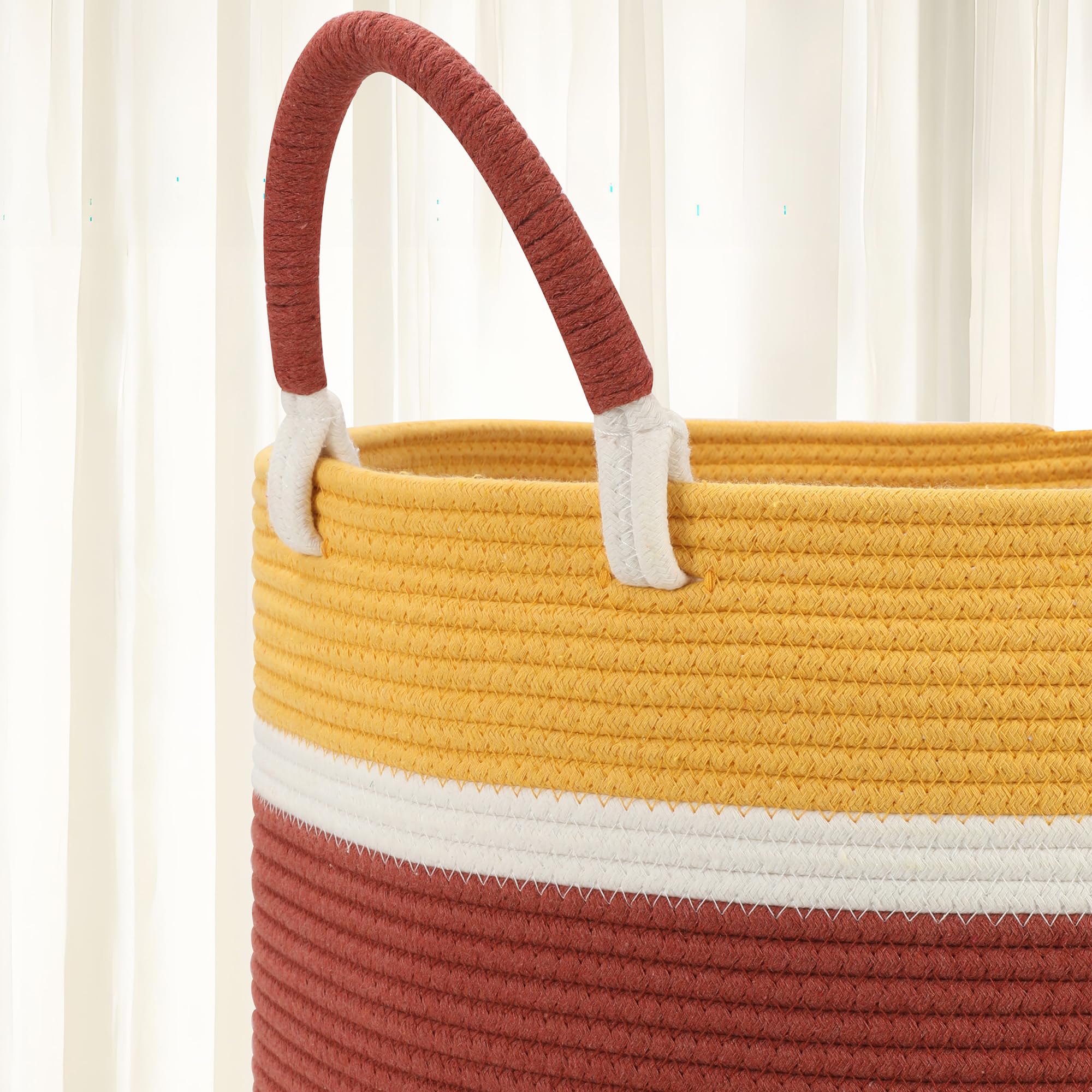 Eblog Large Blanket Basket in living room demonstrates home organization appeal.