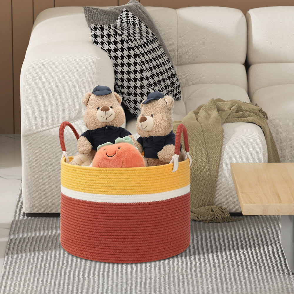 Eblog Large Blanket Basket storage ideas with blankets, toys, and clothes.