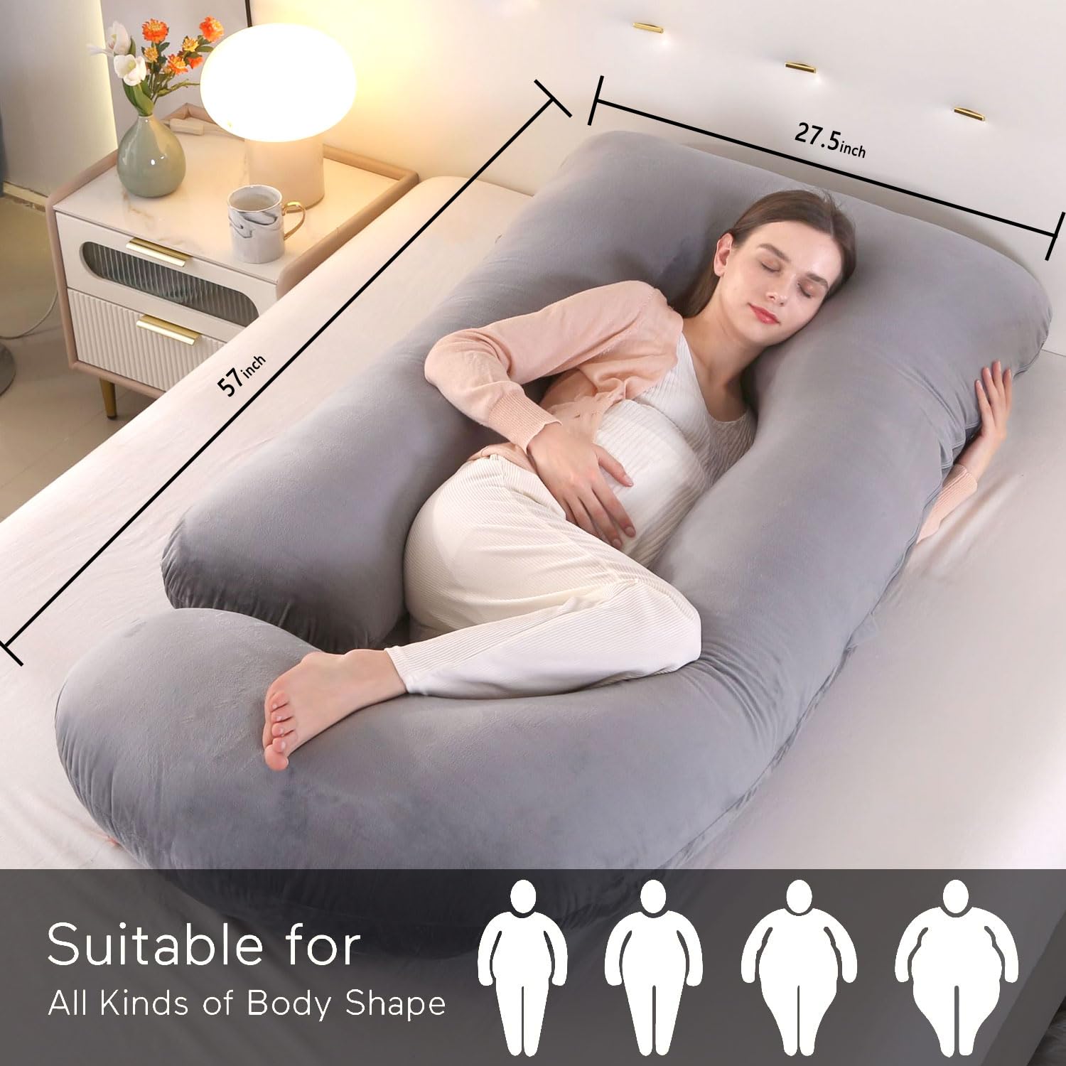 ECCN pregnancy pillow multi-use supports nursing, TV time, or reading.