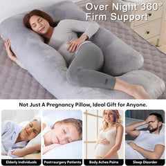 ECCN pregnancy pillow velvet texture shows plush support ideal for all-night rest.