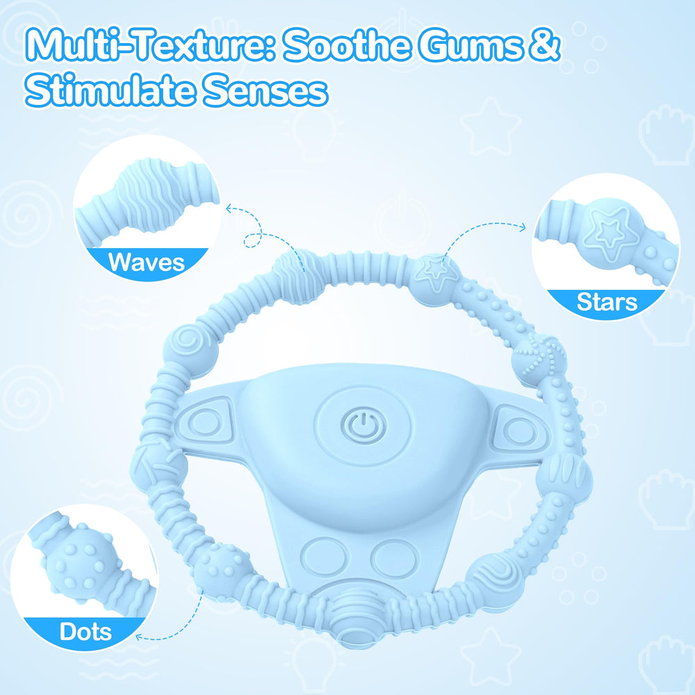 EccoDen teething ring in a 4.7-inch round design for small hands.