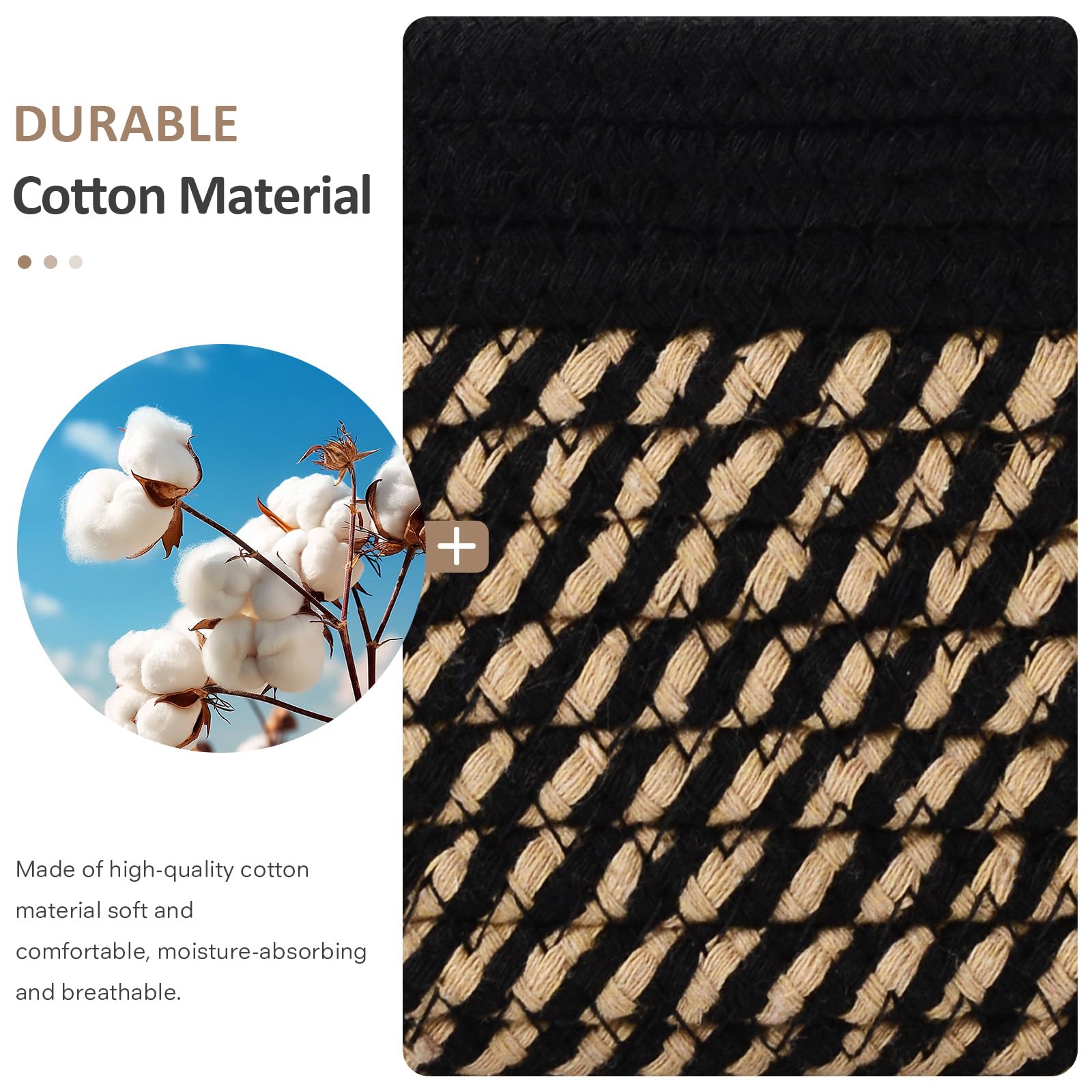 ECDYQXVU basket features cotton rope texture for durable, soft-organized storage.