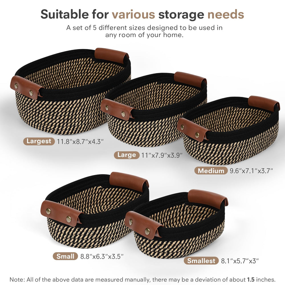 ECDYQXVU basket with detachable leather handles for easy portability.