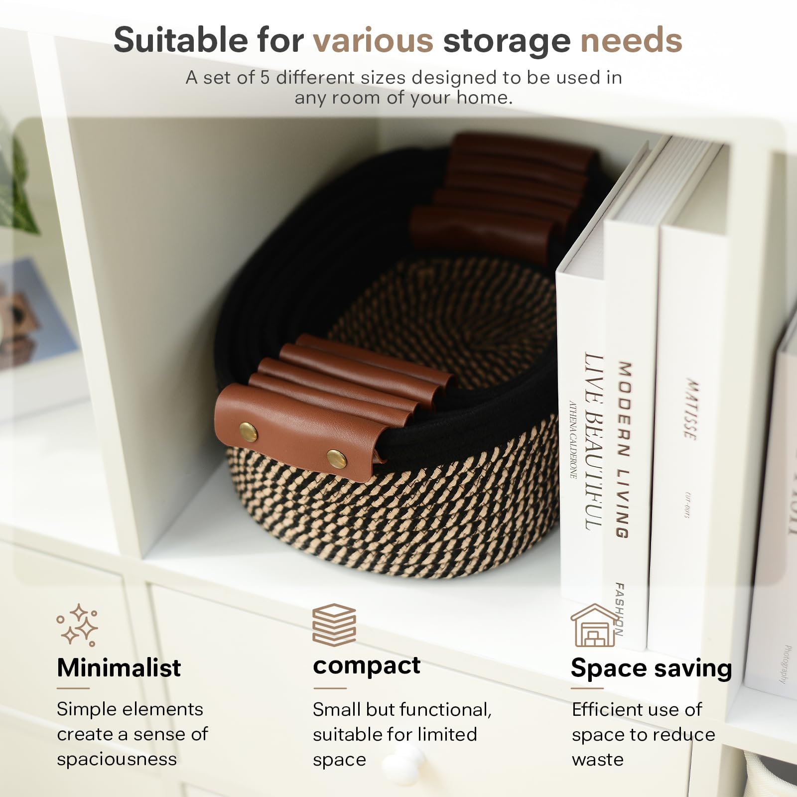 ECDYQXVU basket with five sizes fits small to medium items.