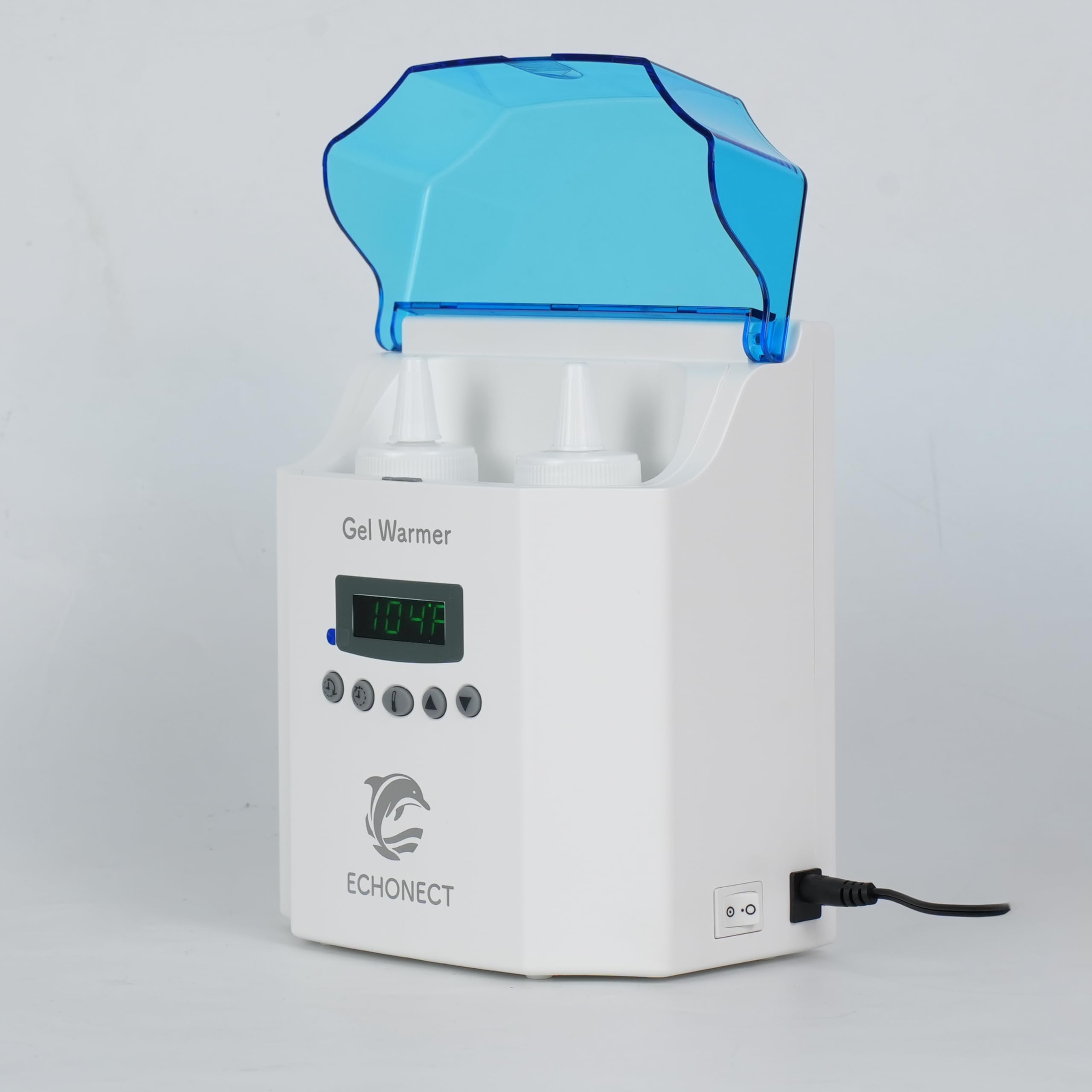 Echonect Premium Digital 2-Bottle Gel Warmer front view, spa-grade warmth on demand