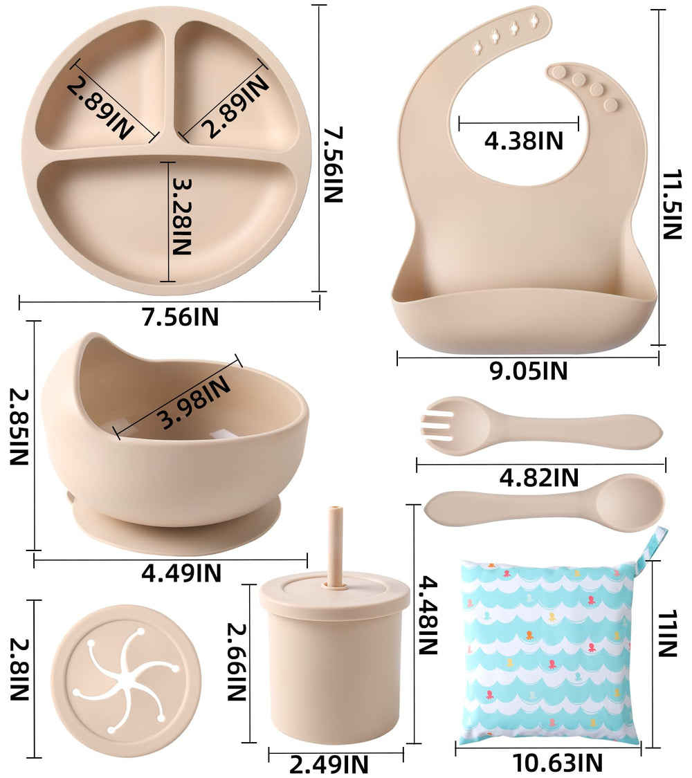 ECLIP silicone baby feeding set waterproof travel bag keeps parts organized on outings.