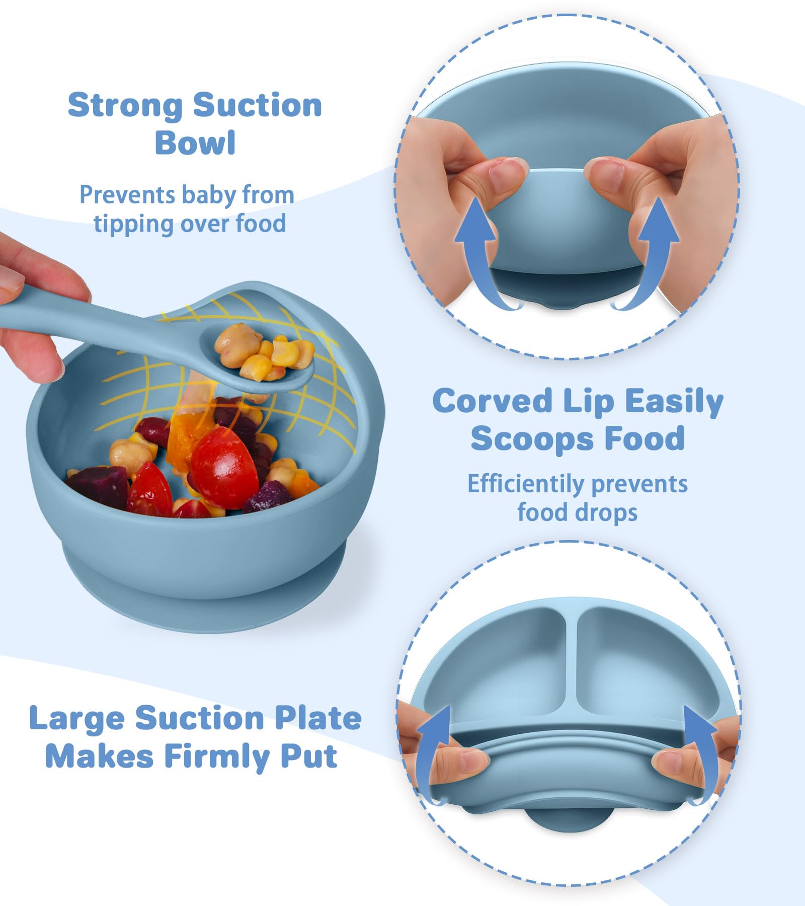 ECLIP soft silicone bib adjustable with large pocket to catch spills