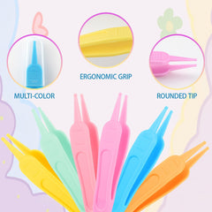 ECNHIVE color-coded tweezers to differentiate nose, ears, and navel tasks