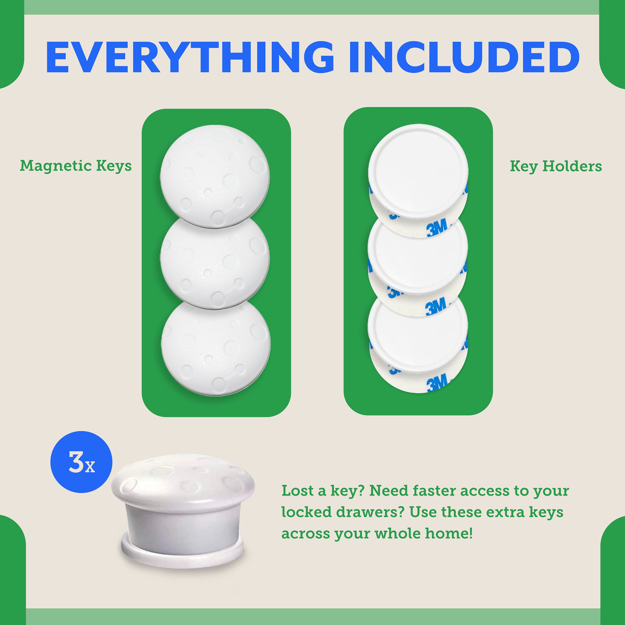 Eco-Baby easy-use magnet demonstrates how to disengage cabinet locks.
