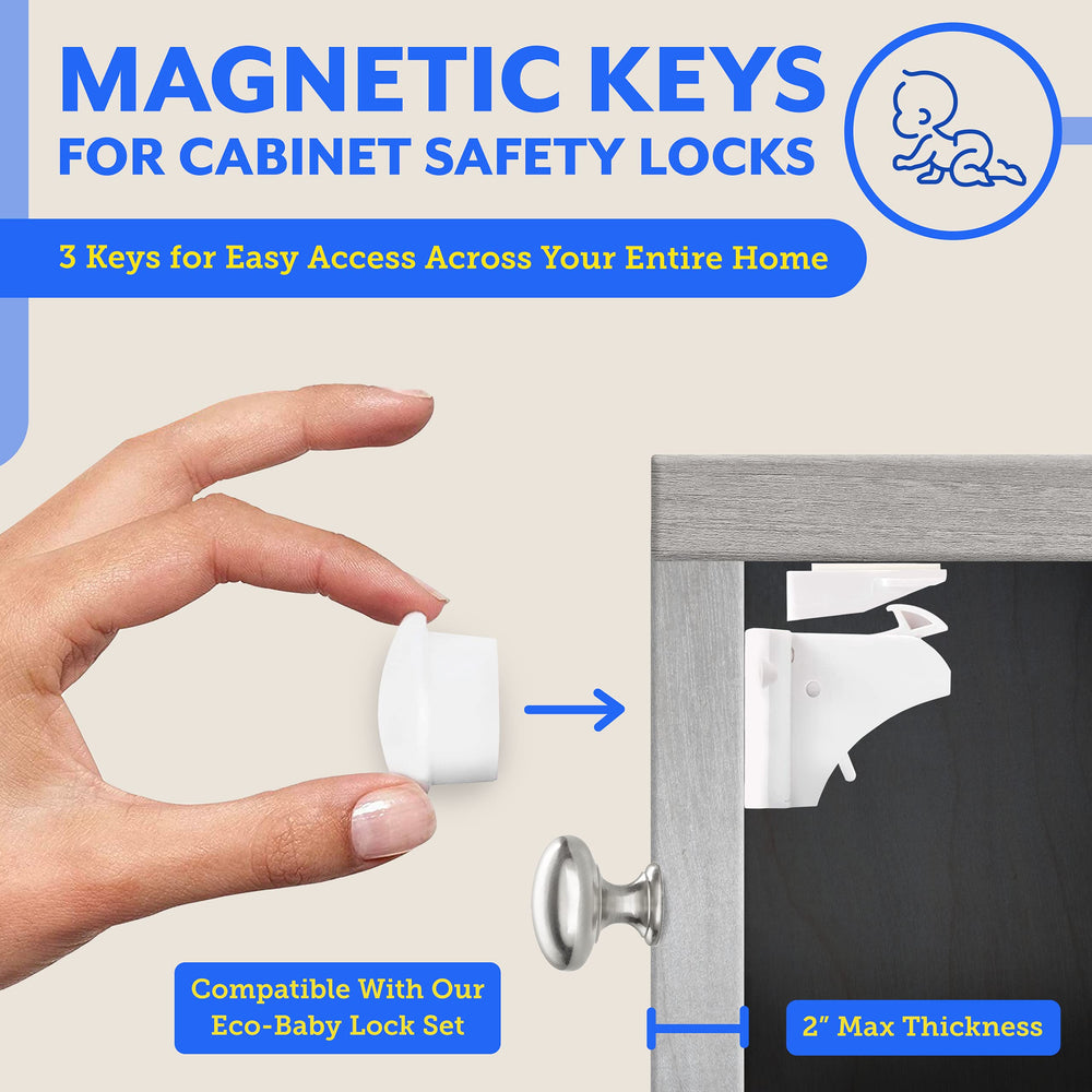 Eco-Baby key holders and magnets keep replacements organized and ready.