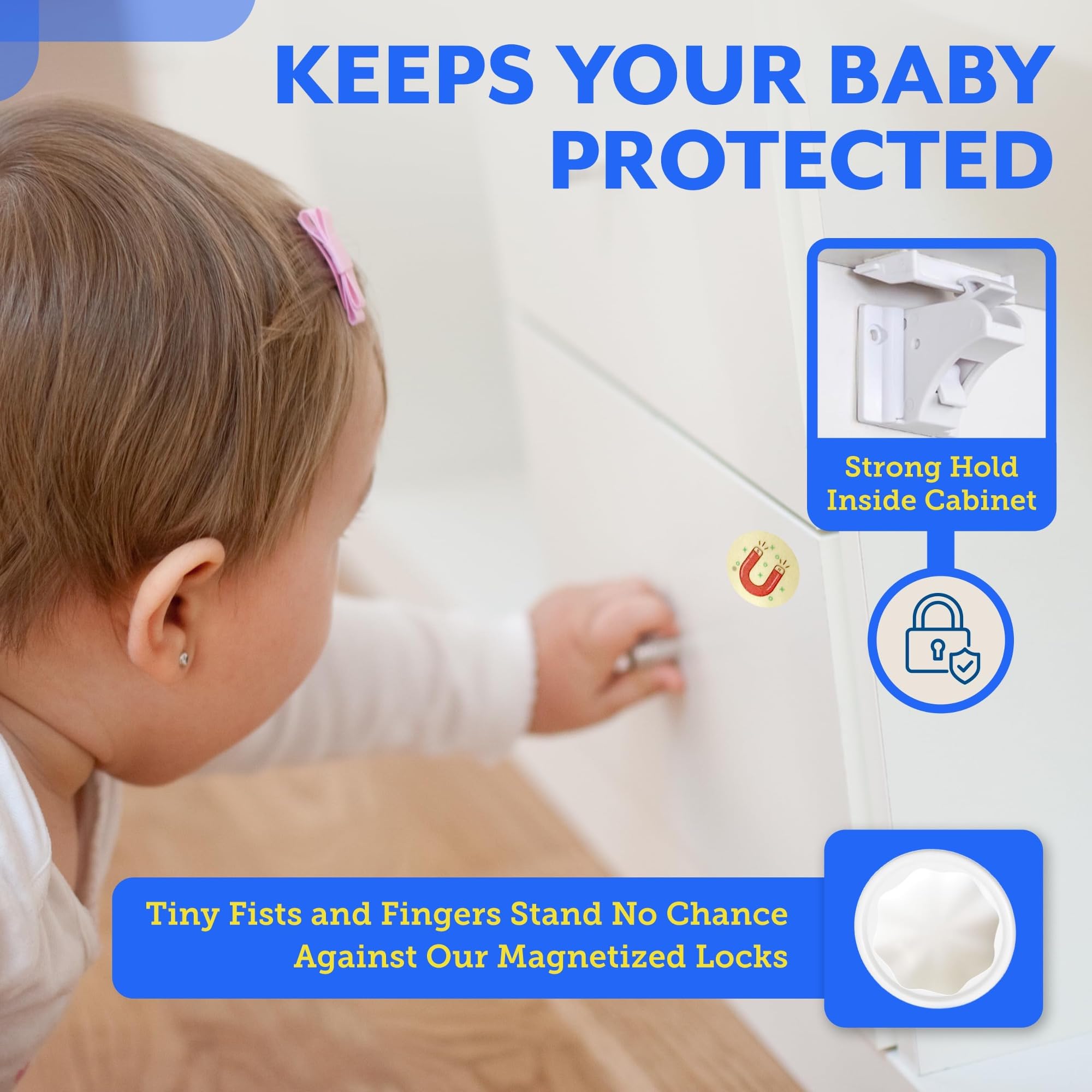 Eco-Baby measuring ruler helps precise lock alignment on wooden surfaces.