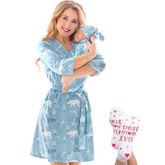 ECO BABY Mommy and Me robe front view for coordinated, comfortable hospital wear