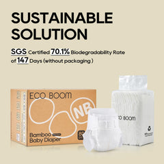 ECO BOOM diapers back sheet bamboo provides gentle comfort against baby's back and sides.