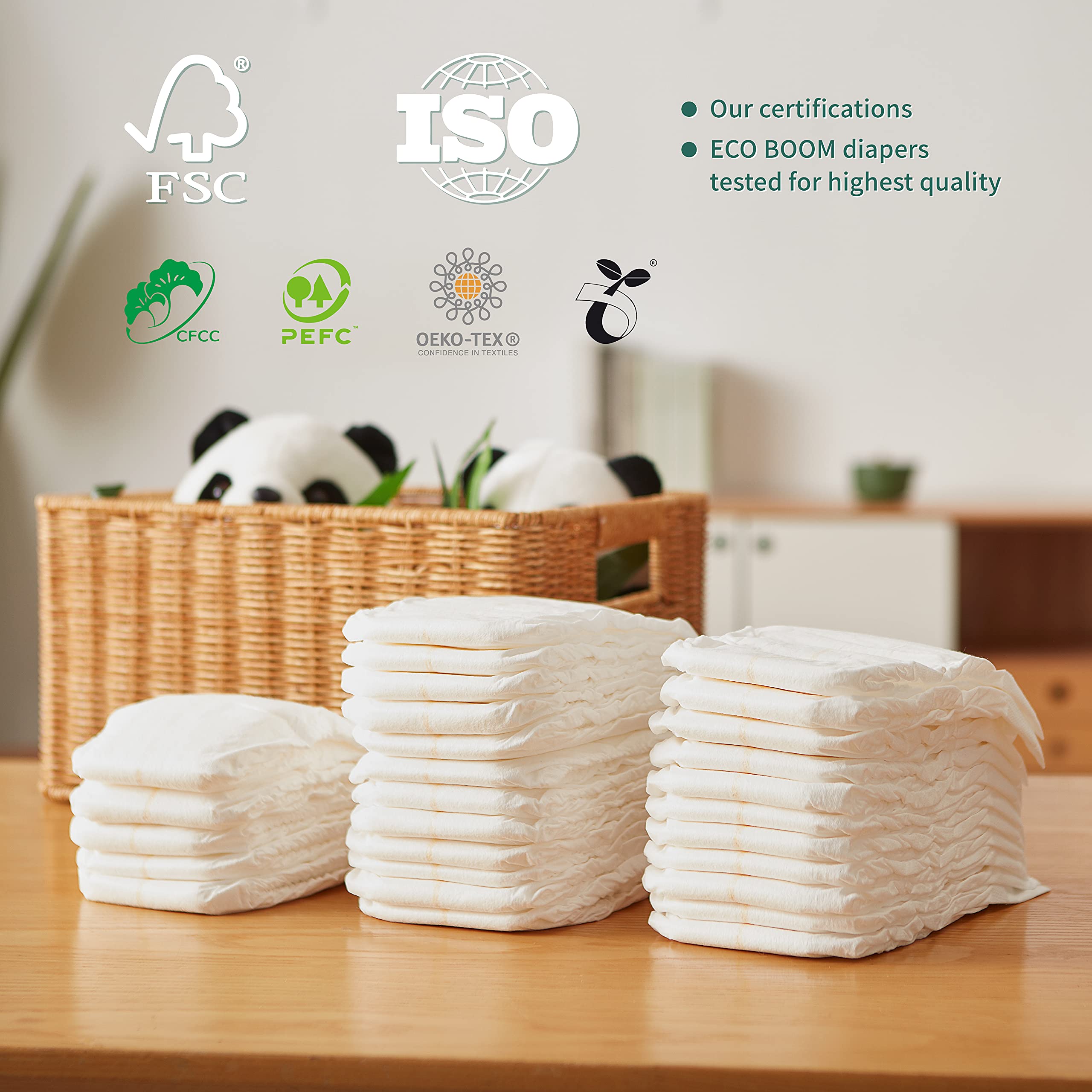 Eco Boom diapers top sheet close-up reveals silky bamboo viscose softness for gentle contact.