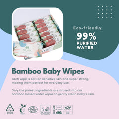 Eco Wave Baby Wipes 99-percent-water close-up demonstrates gentle, water-based wipe for delicate skin.