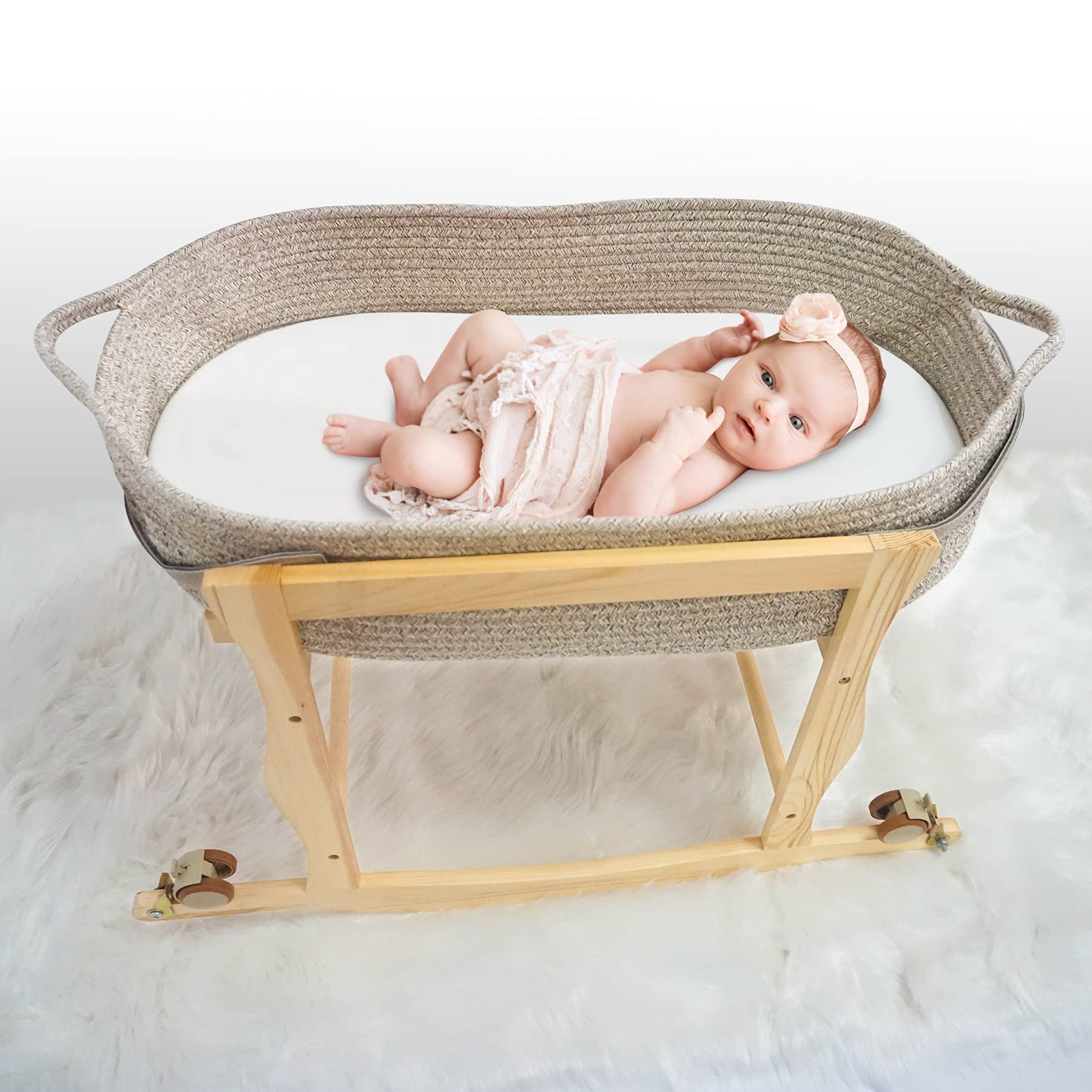 ECOADE Moses Basket Stand in a cohesive nursery illustrates versatile decor fit