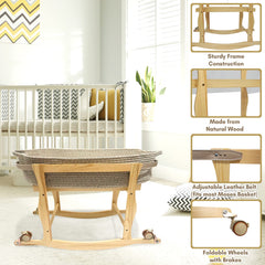 ECOADE Moses Basket Stand rocking action demonstrates gentle soothing for baby