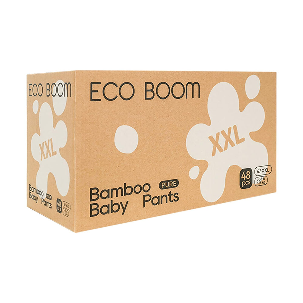 ECO BOOM Training Pants packaging shows eco-friendly design for potty training on the go.