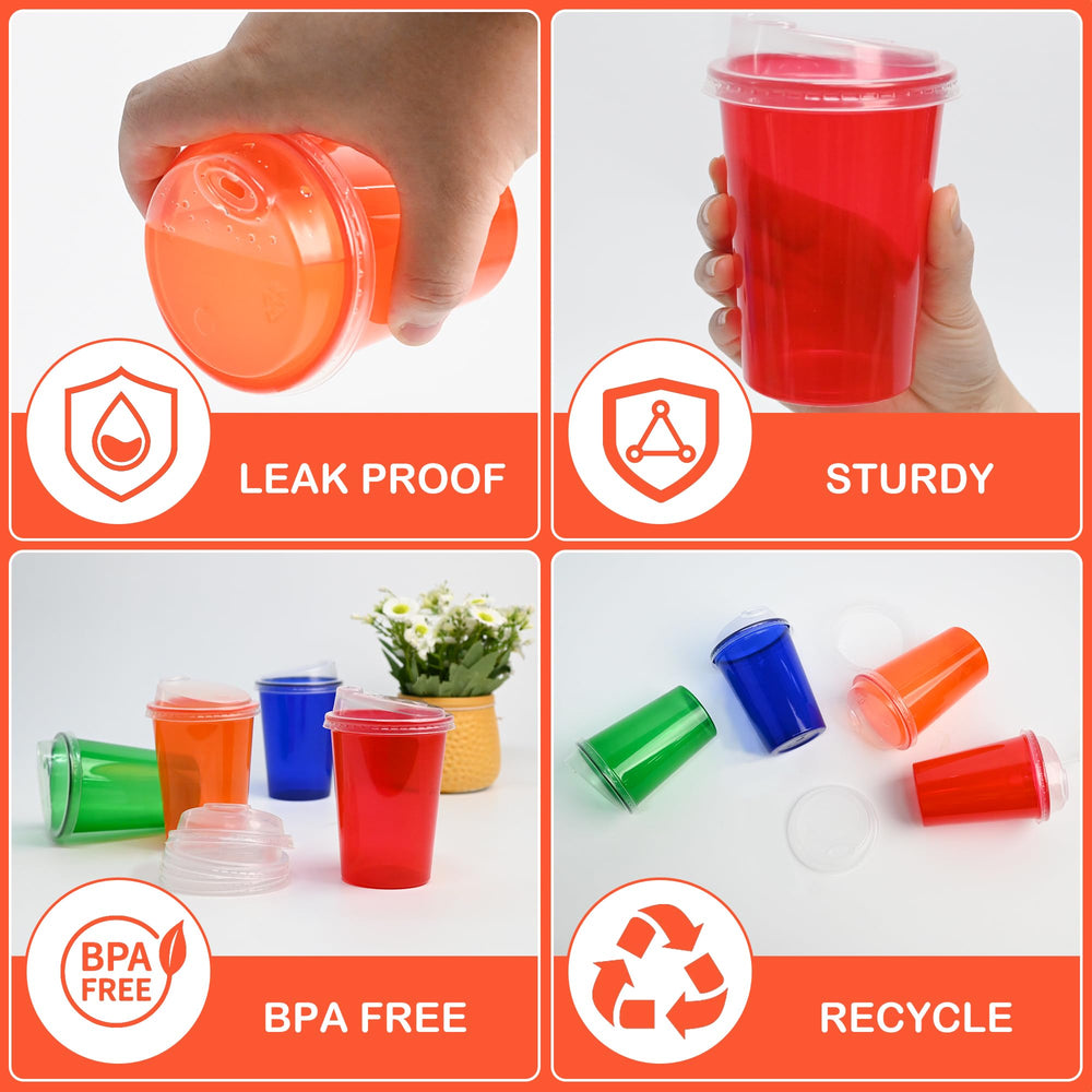 EcoDispose 12oz kids cups blue lids support mess-free meals and easy sharing.