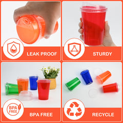 EcoDispose 12oz kids cups blue lids support mess-free meals and easy sharing.