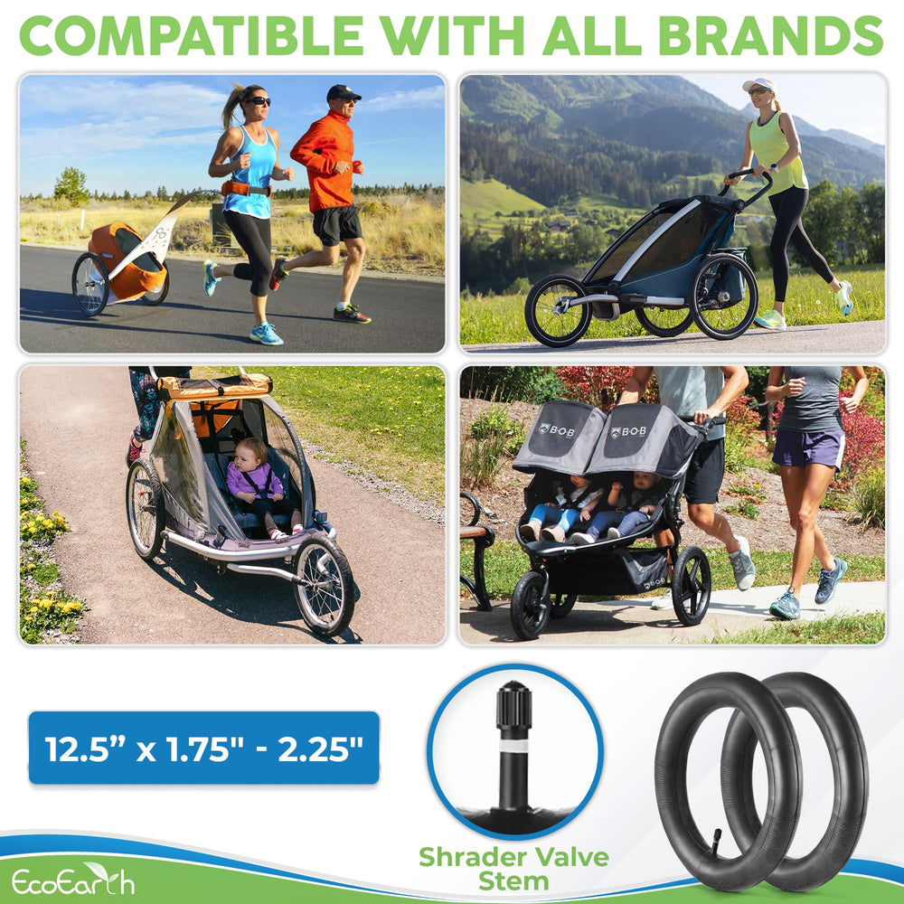 EcoEarth inner tube installed on a stroller wheel for smooth rides