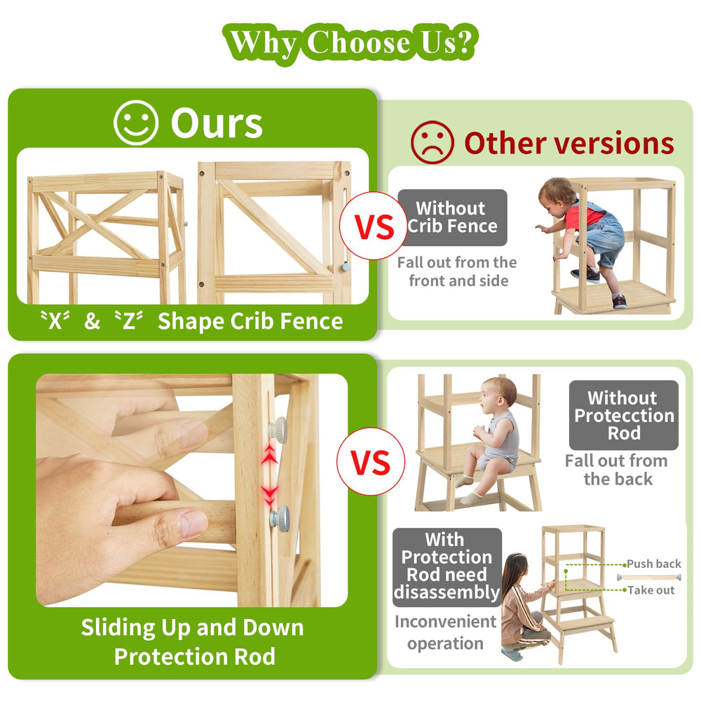 ECOECO Toddler Tower compact-design fits small kitchens with sturdy build.