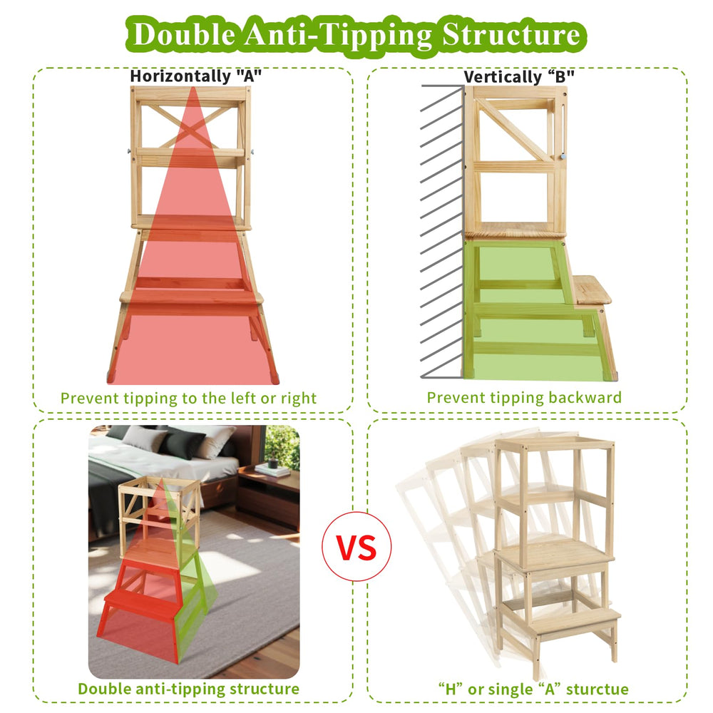 ECOECO Toddler Tower easy-assembly-nine-steps keeps setup quick and simple.