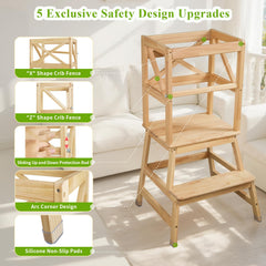 ECOECO Toddler Tower silicone-non-slip-pads ensure stable footing on slick floors.