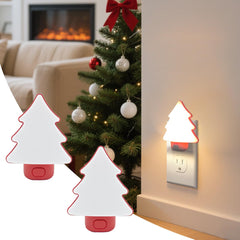 EcoGehen LED Christmas tree night light red plug-in 2-pack provides space-saving ambiance.