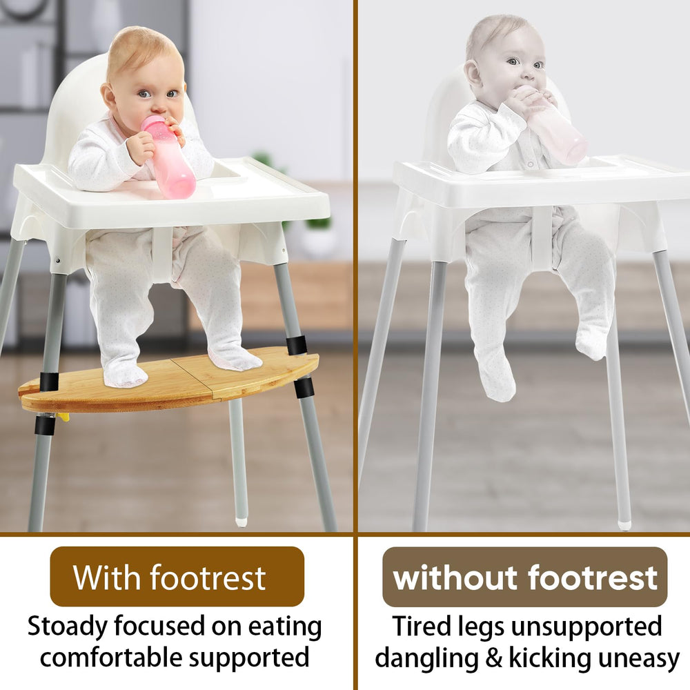 ECOGREDA ergonomic footrest demonstrating improved posture during meals.