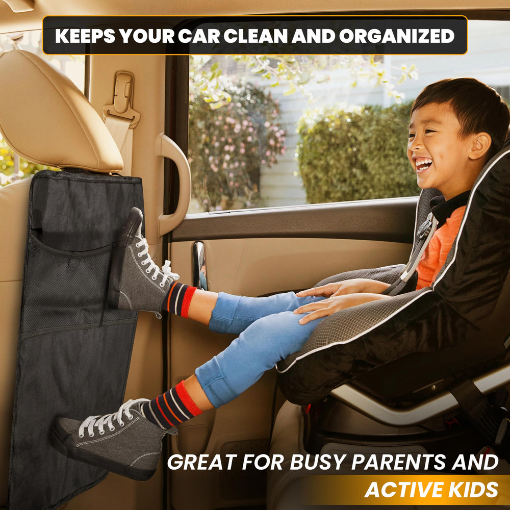 EcoNour back seat protector 2-pack display highlights value for families.