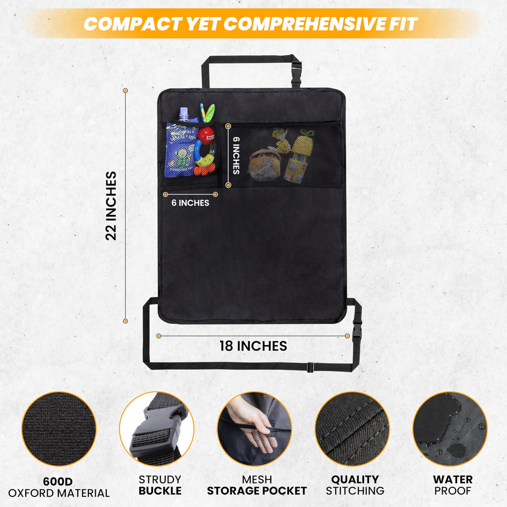 EcoNour back seat protector installation shows easy fit with straps and buckles.