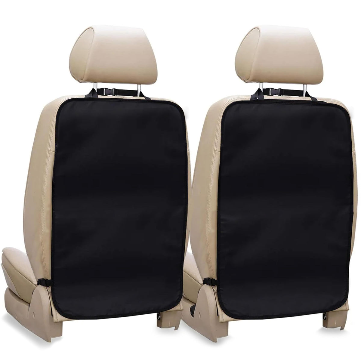 EcoNour back seat protector front view shows rugged fabric that defends against dirt on family trips.