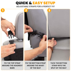 EcoNour back seat protector pocket organizers demonstrate built-in storage for travel.