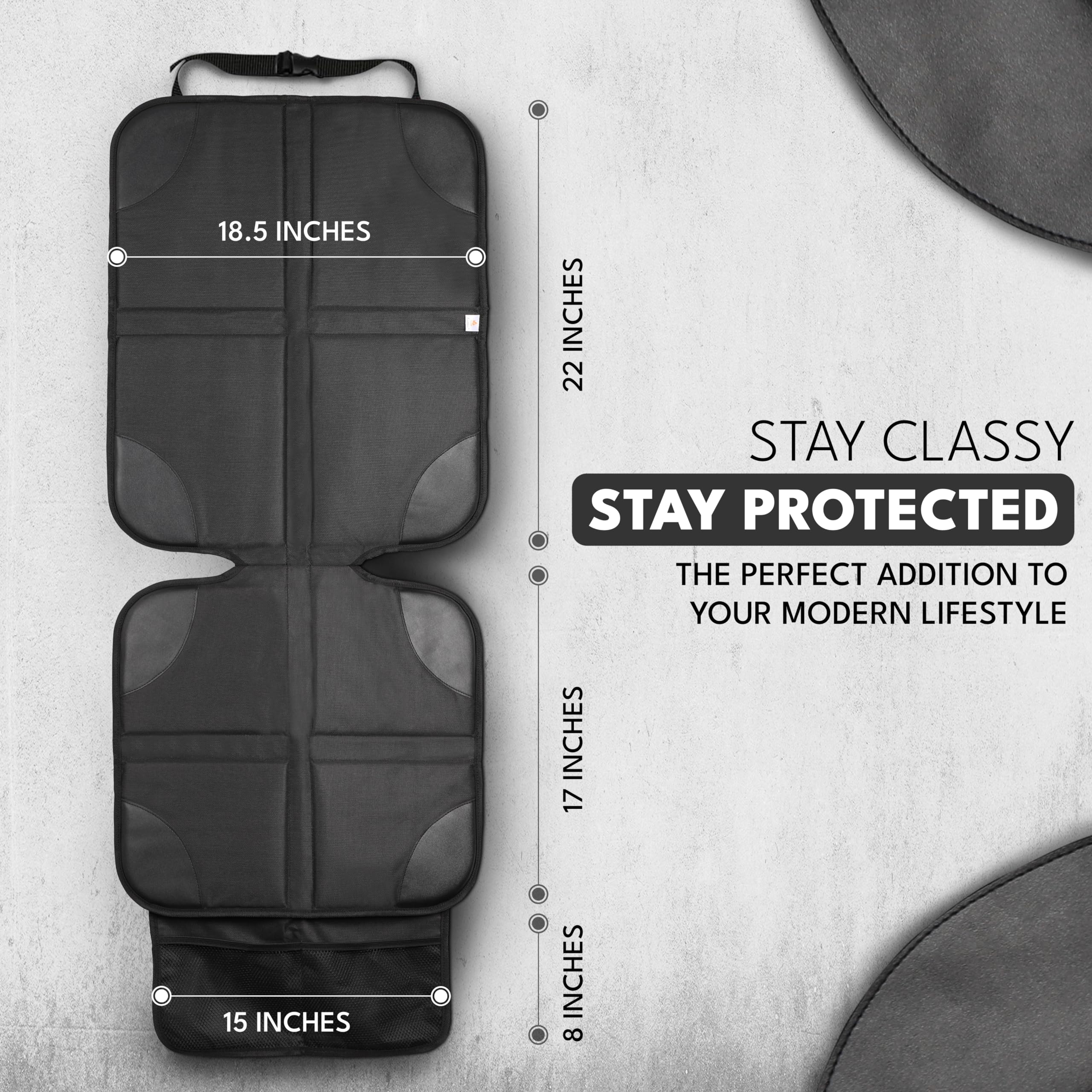 EcoNour car seat protector thick padding cushions and protects your car seats.