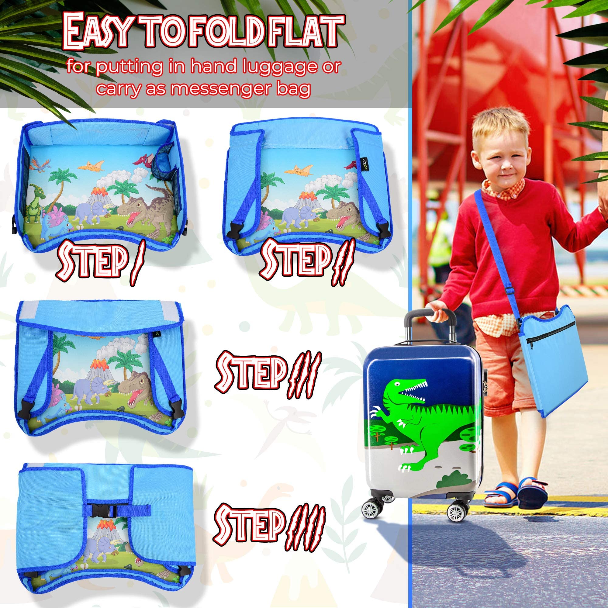 ecoZen Lifestyle travel tray demonstrates secure fit on car seats and planes
