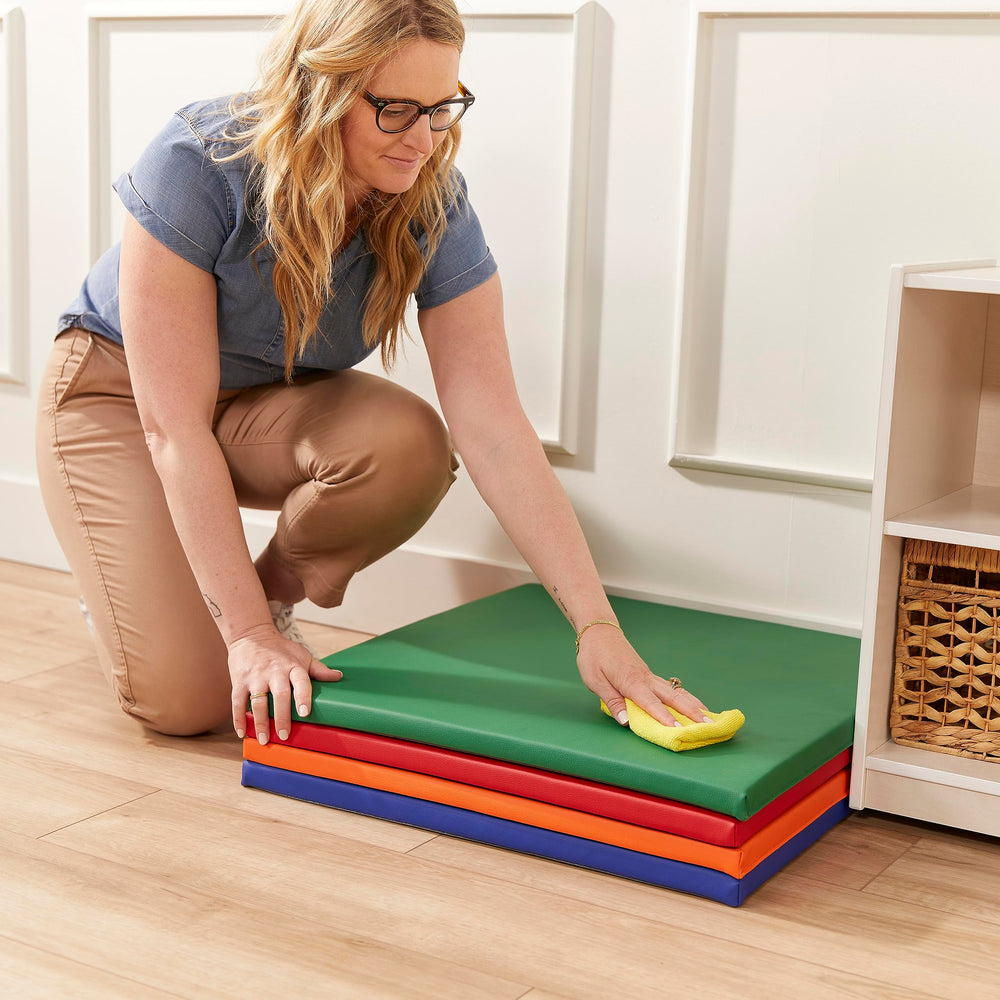 ECR4Kids SoftZone 48x48 inch assembled play space for group activities.