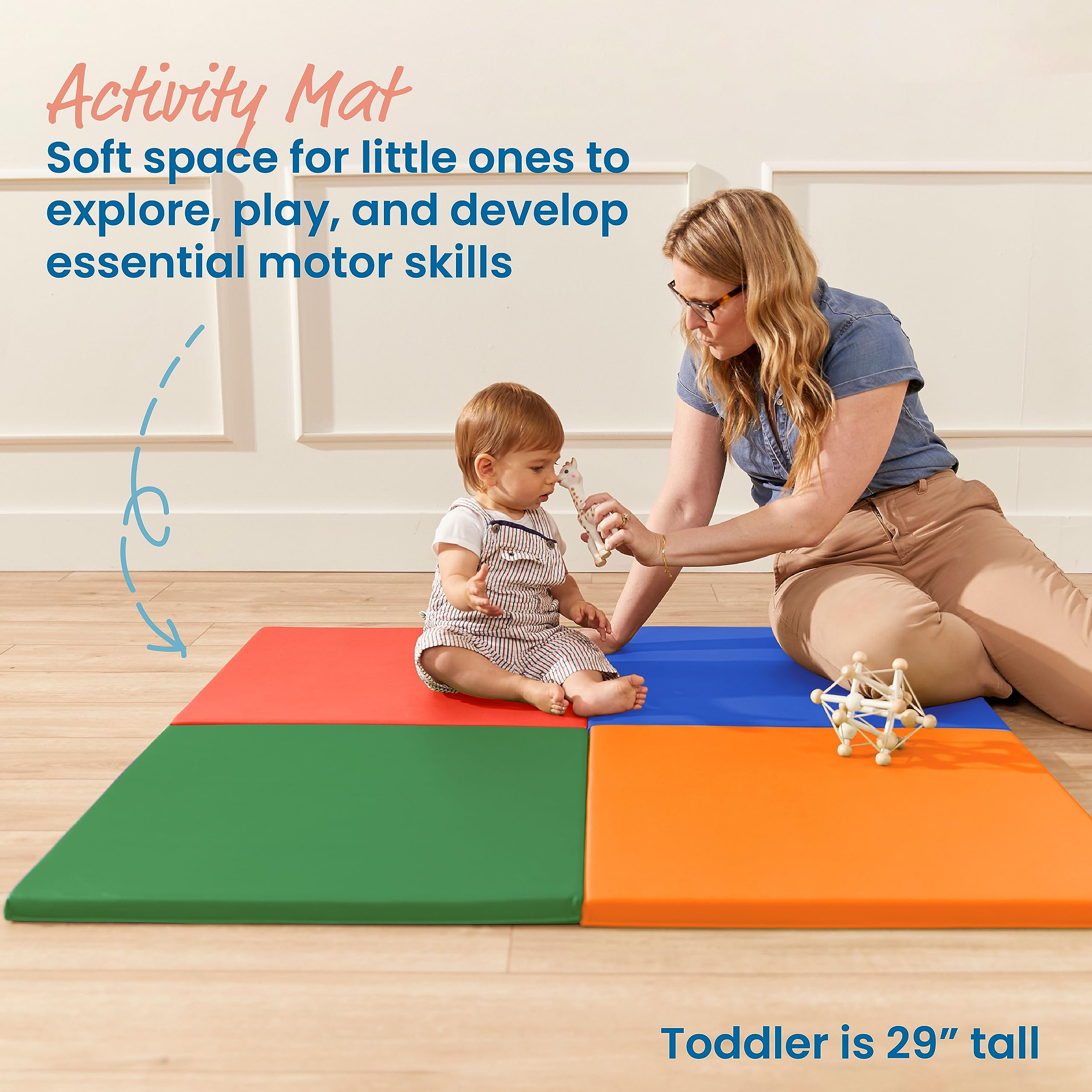 SoftZone mats folded for compact storage after playtime.
