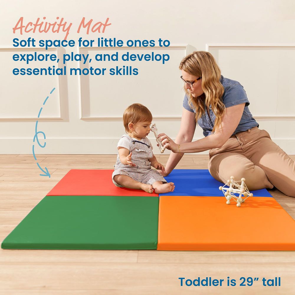 SoftZone mats folded for compact storage after playtime.