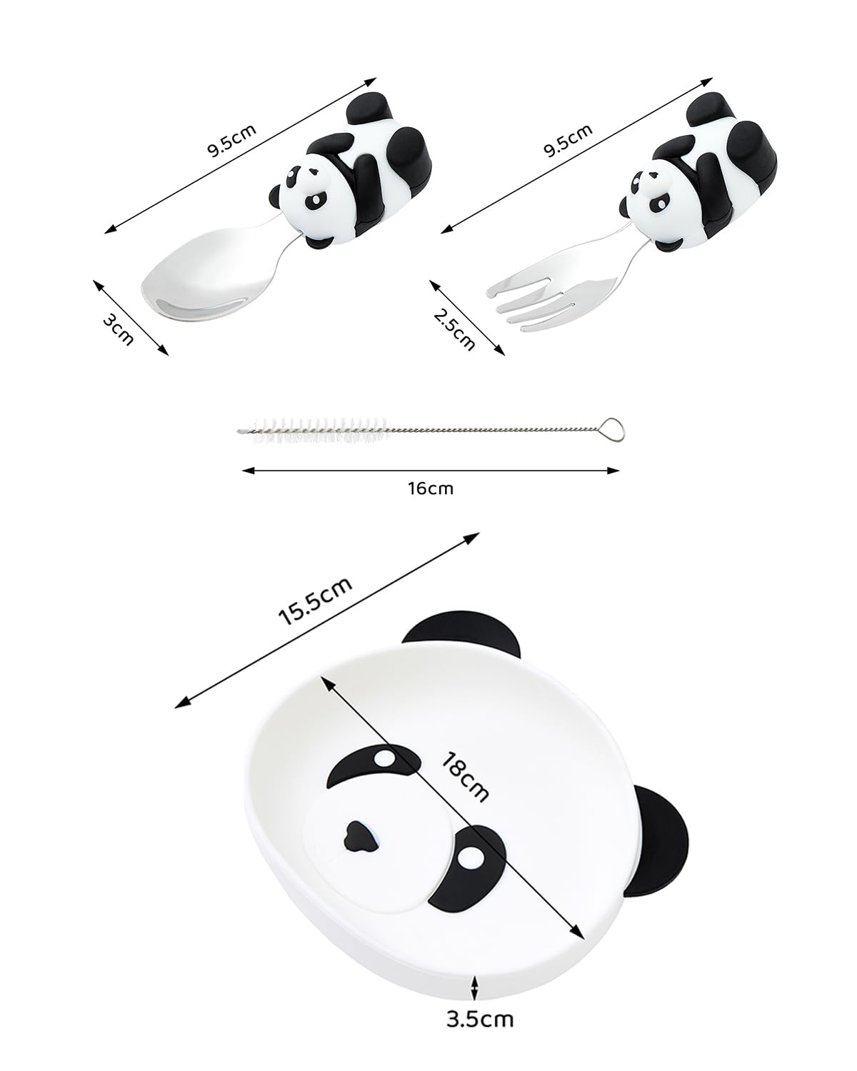 Ecrekhom panda plates close-up shows suction base for stable mealtime.