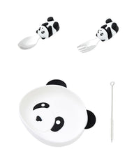 Ecrekhom silicone baby feeding set panda plates promotes independent eating with fun colors.
