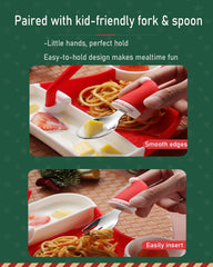 Ecrekhom silicone baby feeding set baby spoon offers easy grip for small hands.