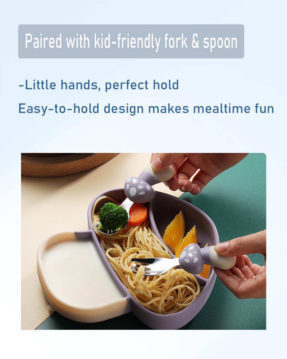 Ecrekhom silicone baby feeding set cartoon shapes attract picky eaters during mealtime.