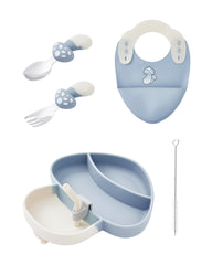 Ecrekhom silicone baby feeding set plates closeup highlighting divided sections for balanced meals.