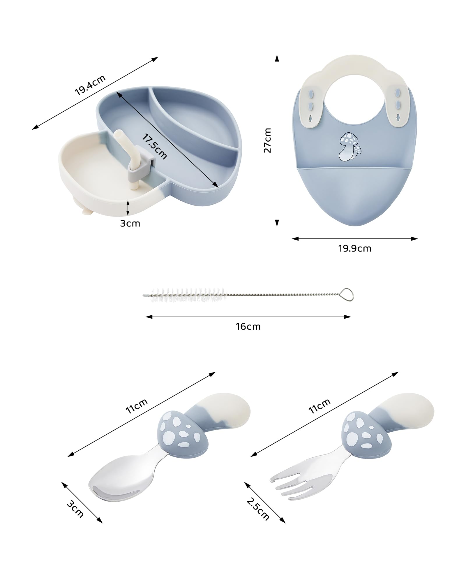 Ecrekhom silicone baby feeding set spoons forks showing easy-grip handles for tiny hands.