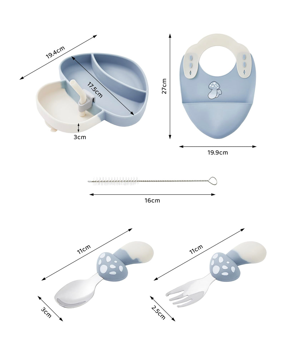 Ecrekhom silicone baby feeding set spoons forks showing easy-grip handles for tiny hands.