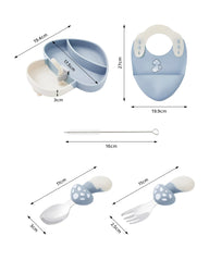 Ecrekhom silicone baby feeding set spoons forks showing easy-grip handles for tiny hands.