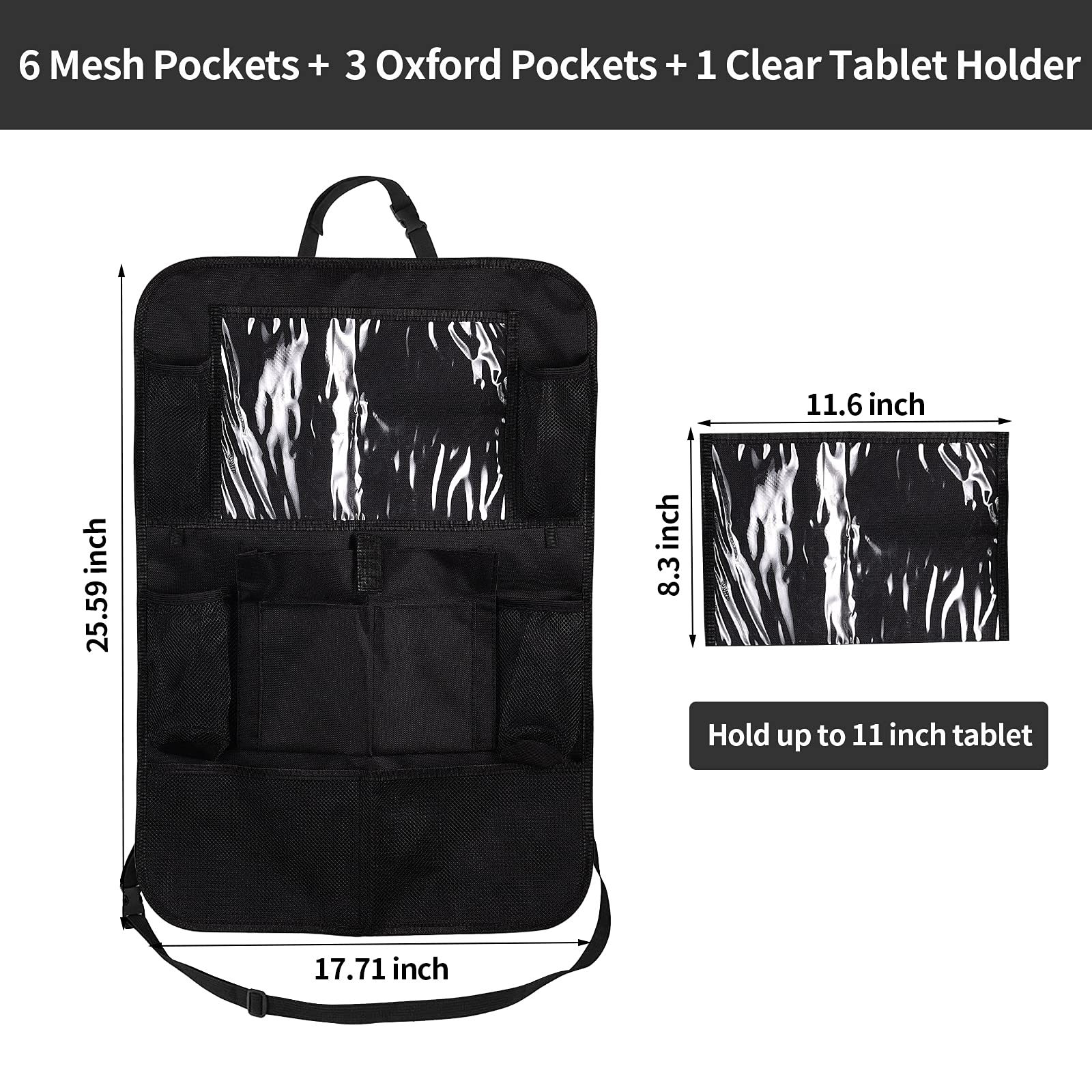 Ecurfu backseat organizer 10-compartment layout keeps toys, snacks, and devices neatly organized