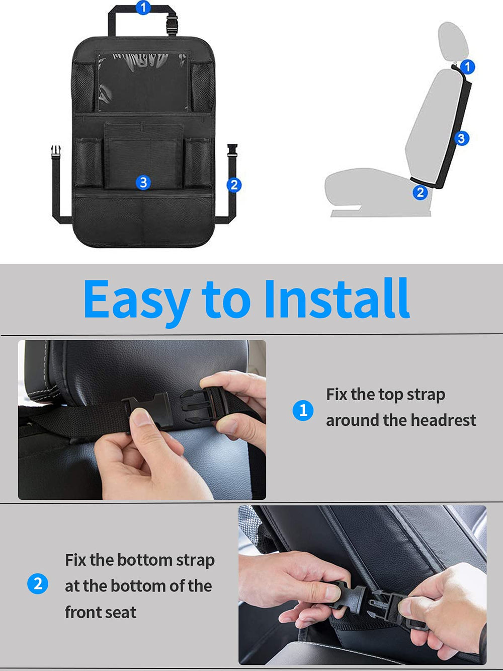 Ecurfu backseat organizer tablet pocket demonstrates clear touch-screen use on long trips